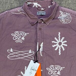 Beardedgoat Surf Oze Print Button Up Shirt Mens Large NWT 100% Cotton